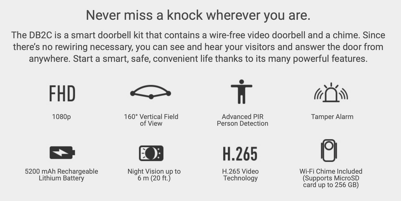 Ezviz DB2C  WiFi Battery Doorbell with Indoor Chime
